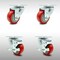 Service Caster 3 Inch SS Red Polyurethane Swivel Top Plate Caster Set with 2 Brakes SCC SCC-SS20S314-PPUB-RED-2-TLB-2 - alternate 1